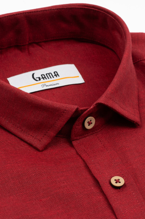 Camasa barbati regular fit visiniu din in PREMIUM - guler clasic [3]