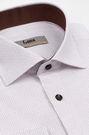 Camasa barbati slim fit alba cu imprimeu bordo si insertie -CONFORT [2]