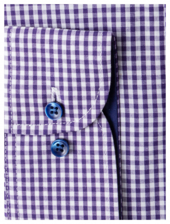 Camasa barbati slim fit alba cu carouri mov [2]