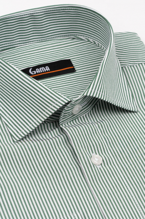 Camasa barbati regular fit alba cu dungi verzi [2]