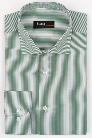 Camasa barbati slim fit alba cu dungi verzi