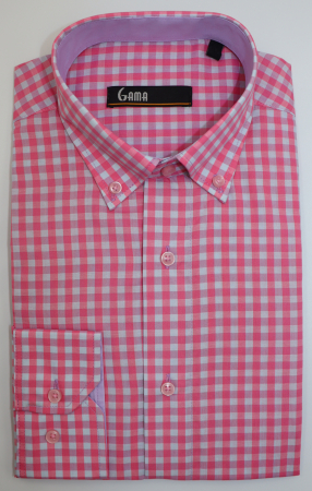 Camasi barbati - Camasa barbati slim fit cu carouri roz
