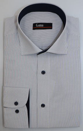 Camasa barbati slim fit alba cu dungi bleumarin [0]