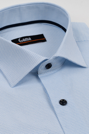 Camasa barbati slim fit alba cu imprimeu bleu 2XL [2]