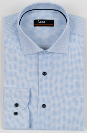 Camasi barbati - Camasa barbati slim fit alba cu imprimeu bleu 2XL