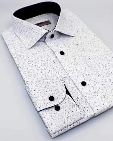 Camasa barbati slim fit alba cu imprimeu bleumarin CONFORT [1]