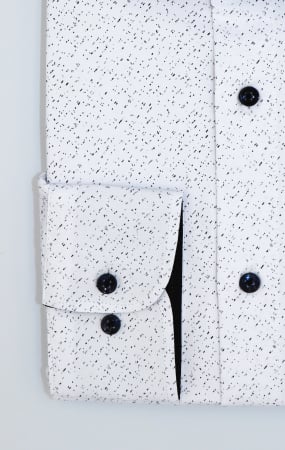 Camasa barbati slim fit alba cu imprimeu bleumarin CONFORT [2]