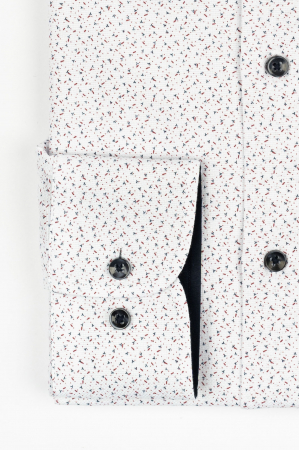 Camasa barbati slim fit alba cu imprimeu bleumarin si rosu [1]