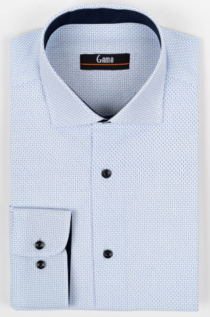 Camasi barbati - Camasa barbati regular fit alba cu imprimeu bleu si albastru - 2XL