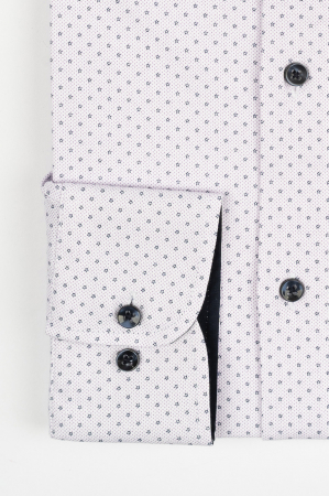 Camasa barbati slim fit alba cu insertie lila si imprimeu bleumarin CONFORT [1]