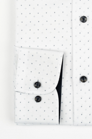 Camasa barbati slim fit alba cu imprimeu bleumarin [1]