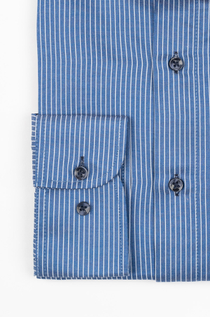 Camasa barbati slim fit albastra cu dungi fine albe [1]