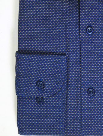 Camasa barbati slim fit albastra cu imprimeu maro [1]