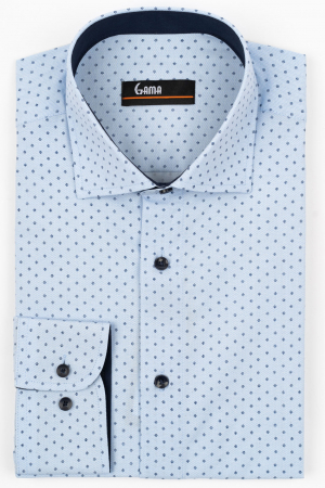 Camasi cu imprimeuri - Camasa barbati regular fit albastra cu imprimeu floral bleumarin