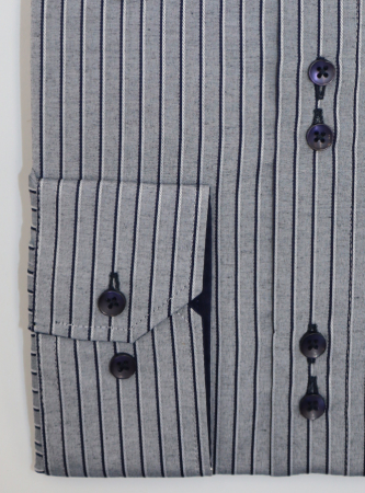 Camasa barbati slim fit gri cu dungi argintii si bleumarin [1]