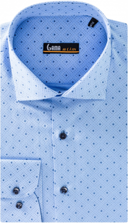 Camasa barbati slim fit bleu cu imprimeuri [0]