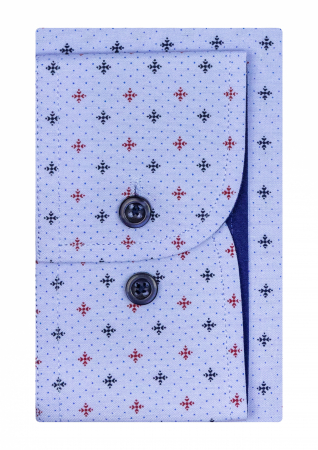 Camasa barbati slim fit bleu cu imprimeuri colorate [2]