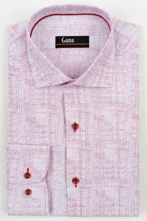 Tall - Camasa barbati slim fit alba cu imprimeu rosu TALL