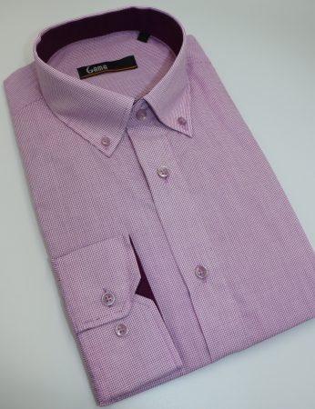 Camasa barbati slim fit roz cu carouri mici mov [2]