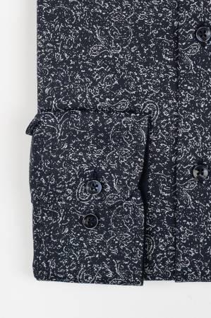 Camasa barbati slim fit bleumarin cu imprimeu abstract bleu pal CONFORT [1]
