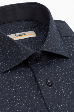 Camasa barbati slim fit bleumarin cu imprimeu alb CONFORT [2]
