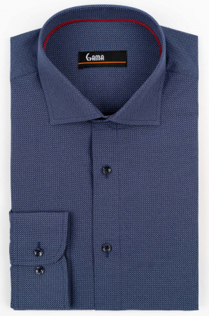 Tall - Camasa barbati slim fit bleumarin cu imprimeu alb TALL