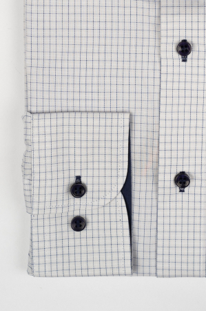 Camasa barbati slim fit crem cu carouri bleumarin [1]