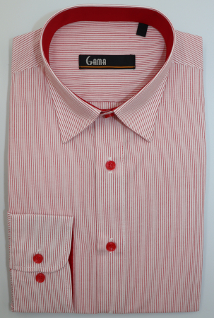 Camasa barbati slim fit alba cu dungi rosii [0]