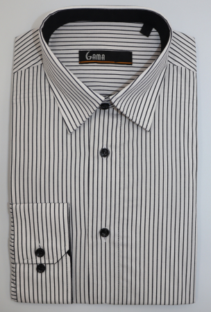 Camasi barbati - Camasa barbati slim fit alba cu dungi negre