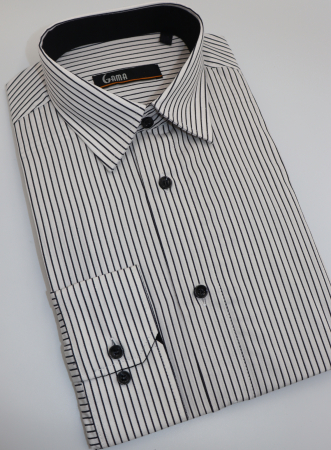 Camasa barbati slim fit alba cu dungi negre [2]