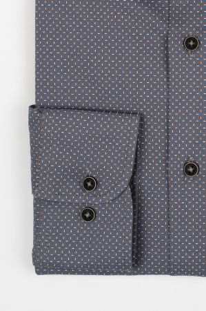Camasa barbati slim fit gri cu imprimeu albastru si alb CONFORT [1]