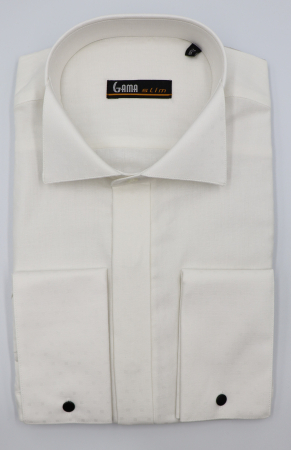 Camasi barbati - Camasa barbati slim fit ivory cu guler pentru papion