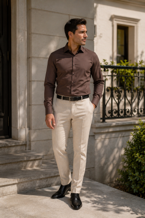 Camasi slim fit - Camasa barbati slim fit maro CONFORT