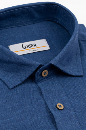 Camasa barbati slim fit navy din in PREMIUM - guler clasic [4]