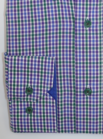 Camasa barbati slim fit cu carouri verzi, mov si albastre [1]