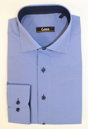 Camasa barbati regular fit albastra cu carouri mici bleu [0]