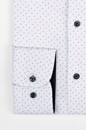 Camasa barbati slim fit alba cu imprimeu albastru si rosu- CONFORT [1]