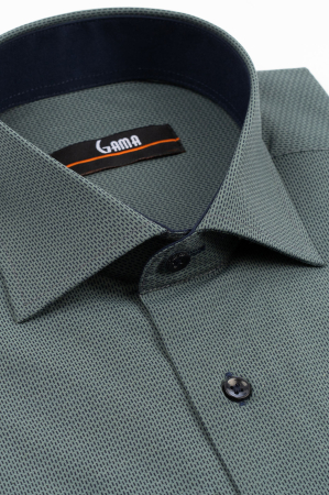 Camasa barbati slim fit verde cu imprimeu navy [2]