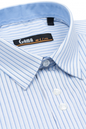 Camasa bleu cu dungi albastre slim fit [1]