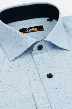 Camasa regular bleu cu imprimeuri albe si bleumarin 2XL [2]