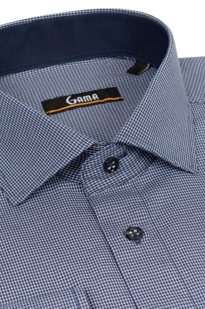 Camasa bleumarin inchis cu carouri mici regular [1]