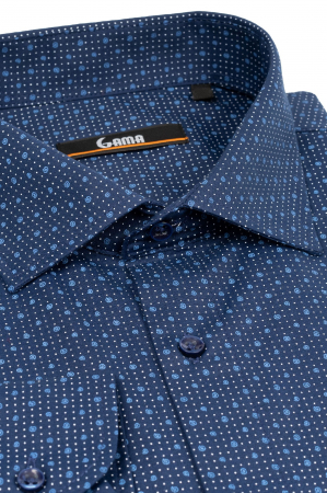 Camasa bleumarin regular cu imprimeuri bleu [0]