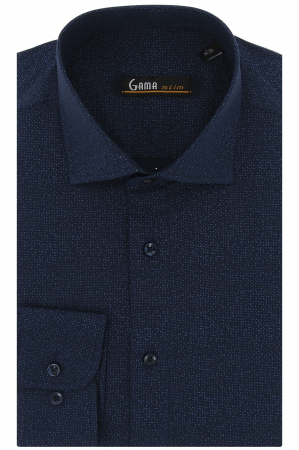 Camasa bleumarin slim cu elastan [0]