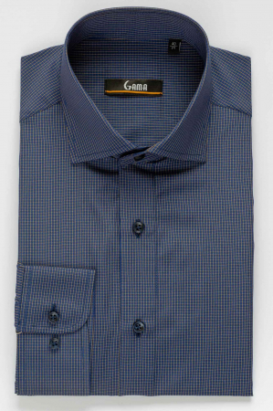 Camasa bleumarin slim fit cu carouri [0]