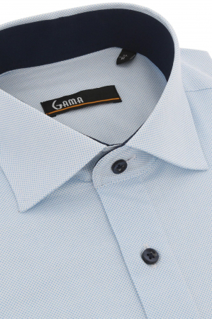 Camasa bumbac alba regular cu picouri bleu [1]