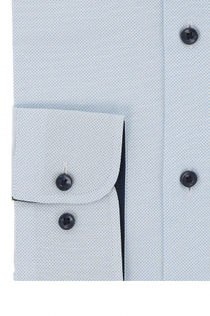Camasa bumbac alba slim cu picouri bleu [3]