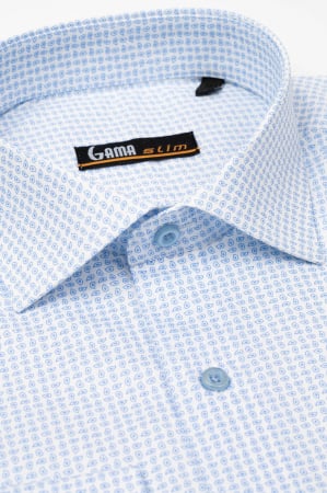 Camasa bumbac alba slim fit cu imprimeu grafic [2]