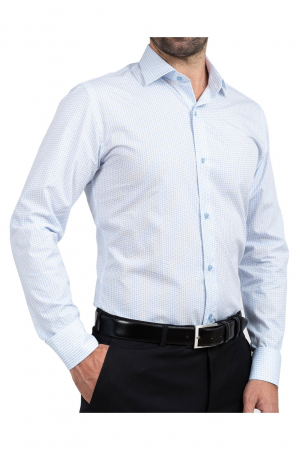 Camasi barbati - Camasa bumbac alba slim fit cu imprimeu grafic