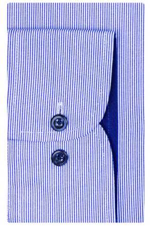 Camasa bumbac regular 2XL alba cu dungi albastre [2]