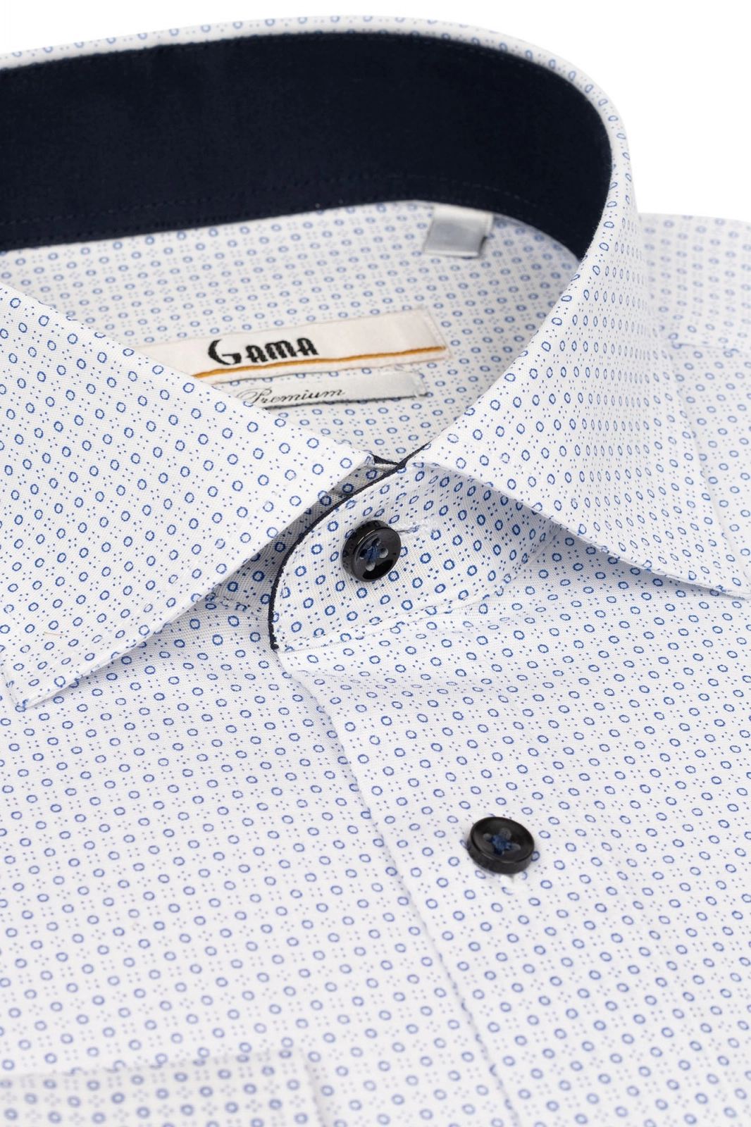 Camasa bumbac regular alba cu cercuri albastre [1]